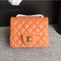 Knockoff Luxury Chanel Classic Flap Mini Bag A1115 in Lambskin Leather Ochre with Golden Hardware CE03783