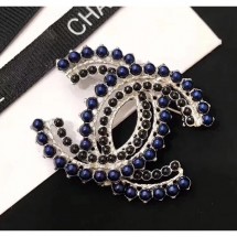 Replica 1:1 Chanel Beads CC Brooch A58082 Silver/Blue/Black 2018 CE03881