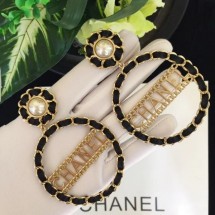 Replica Chanel Band Large Ring Earrings AB0089 Black/Gold 2018 CE01953