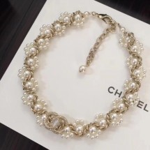 Replica Chanel Chain and Pearl Necklace Silver/White 2018 CE01297