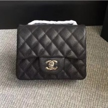 Replica Chanel Classic Flap Mini Bag A1115 in Caviar Leather Black with Silver Hardware CE04069
