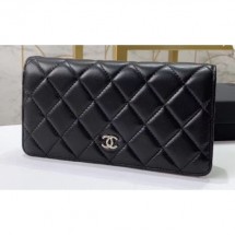 Replica Chanel Classic Long Bi-fold Wallet 31566 Lambskin Black CE02527