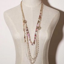 Replica Chanel Four Layers CC Pendant Long Necklace Pink 2019 Collection CE03917