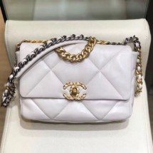 Replica Chanel Lambskin 19 Small Flap Bag AS1160 White 2019 Collection CE04301