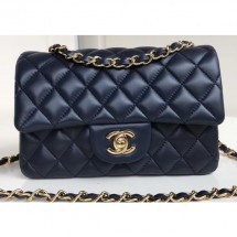 Replica Chanel Lambskin Small Classic Flap Bag A1116 Navy Blue CE03814