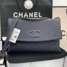 Replica Chanel Quilted Calfskin Triple Flap Bag A8095# Navy Blue 2020 Collection CE00641