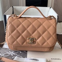 Replica Chanel Quilted Grained Calfskin Mini Messenger Flap Top Handle Bag A93067 Caramel 2019 Collection CE03260