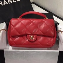 Replica Chanel Quilted Lambskin Classic Medium Flap Bag with Top Handle AS1115 Red 2019 Collection CE03803