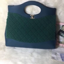 Replica Chanel Shearling Sheepskin 31 Medium Shopping Bag AS1010 Green 2019 Collection CE01905