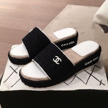 Replica Chanel Tweed Platform Mule Slide Sandals White 2020 Collection CE02380