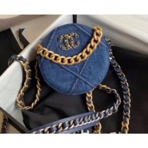 Replica Cheap Chanel 19 Round Clutch with Chain Bag Denim 2020 CE01089