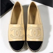 Replica Cheap Chanel Stitching CC Logo Espadrilles Beige CE04136