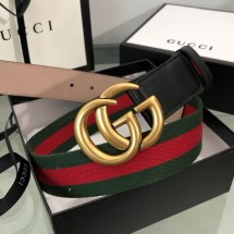Replica Gucci Web Fabric Belt 38mm with GG Buckle Red/Green/Gold 2019 Collection CE01217