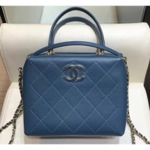 Replica High Quality Chanel Quilting Calfskin Mini Bowling Bag AS0351 Cyan 2019 CE00777