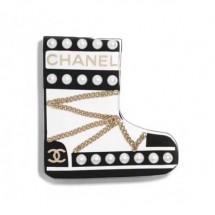Replica Luxury Chanel Shoe Brooch A53225 Gold/Pearly White/Black 2018 CE00612
