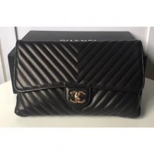 AAA 1:1 Chanel Lambskin Chevron Classic Clutch Bag A57650 Black 2018 CE01065