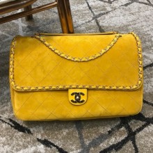 AAA 1:1 Chanel x Pharrell Oversize Suede Flap Bag Yellow 2019 Collection CE02110