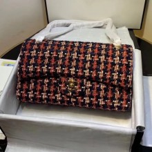 AAA Chanel Tweed Medium Flap Bag Red/Blue/White 2019 Collection CE01677