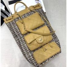 AAA Chanel Vintage Tweed Shopping Tote Bag with Front Pocket 2020 CE01571