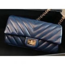 AAAAA Chanel Chevron Aged Calfksin Waist Bag A57791 Blue 2018 CE02184