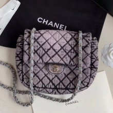 AAAAA Chanel Quilted Denim Small Flap Bag Light Gray 2020 Collection CE03594