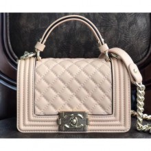 Best Chanel Boy Small Flap Bag with Top Handle Beige 2019 CE01511
