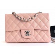 Best Chanel Caviar Leather Small Classic Flap Bag A1116 Light Pink/Silver CE01547