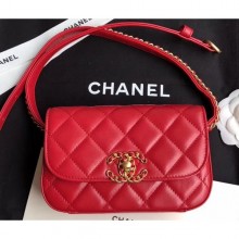 Best Chanel Chain Infinity Waist Bag AS0973 Red 2019 CE04289