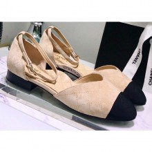 Best Knockoff Chanel Mary Janes G36048 Suede Beige 2020 CE03227