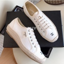 Best Quality Imitation Chanel Vintage Canvas Sneakers White 2020 CE04228
