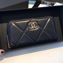 Chanel 19 Goatskin Long Zipped Wallet AP1063 Black 2019 Collection CE01355