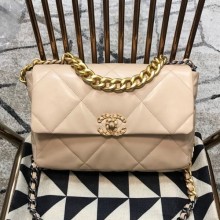 Chanel 19 Large Quilted Goatskin Flap Bag AS1161 Nude 2019 Collection CE00769