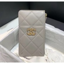 Chanel 19 Phone and Card Holder in Lambskin AP1182 Grey 2020 Collection CE04336