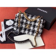 Chanel 19 Tweed Small Flap Bag Black/White AS1160 2019 Collection CE02075