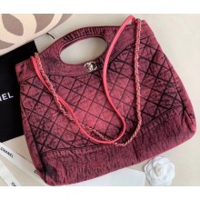 Chanel 31 Denim Large Shopping Bag AS1408 Fuchsia 2020 CE01689