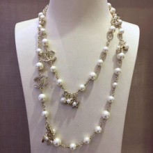 Chanel 5 Heart and Star Double Necklace Gold/Pearly White/Crystal 2019 Collection CE03983