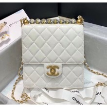 Chanel Acrylic Beads Goatskin Mini Falp Bag AS0584 White 2020 Collection CE01143