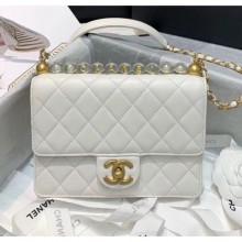 Chanel Acrylic Beads Goatskin Small Falp Bag AS0585 White 2020 Collection CE03313