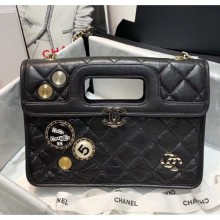 Chanel Aged Calfskin Flap Bag With Chrams AS1430 Black 2020 Collection CE04342