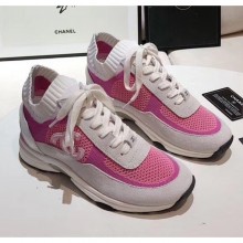 Chanel Calfskin Fabric & Suede Sneaker G36258 White/Pink 2020 Collection CE01541