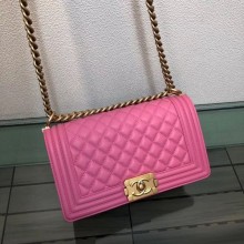 Chanel Calfskin Leather Medium Le Boy Flap Bag 25cm Rosy/Gold Collection CE03918