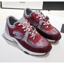 Chanel Calfskin Suede & Fabric Classic Sneaker Burgundy 2020(For Women and Men) Collection CE00867