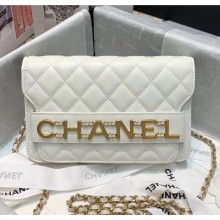 Chanel Calfskin Wallet on Chain With Logo Chain AP1234 White 2020 Collection CE04199