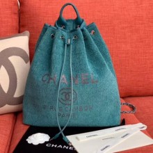 Chanel Cambo Canvas Backpack Blue 2020 Collection CE03493