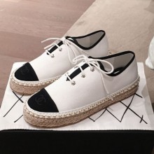 Chanel Canvas Lace-Ups Espadrille Sneakers G36140 White 2020 Collection CE03806