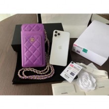 chanel caviar leather classic clutch with chain purple with golden hardware 2020 CE01785