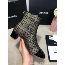 Chanel CC Logo Ankle Boots Grid Metallic Gold 2020 CE02941