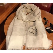 Chanel CC Logo Cashmere Scarf 90x200cm Gray 2019 Scarf CE01230