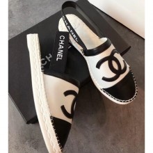 Chanel CC Logo Espadrilles Sandals White/Black CE01676