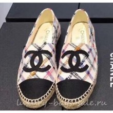 Chanel CC Logo Tweed Fabric Espadrilles Diamond 2019 CE02318